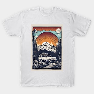 Beautiful nocturnal sun and mountain in the background T-Shirt